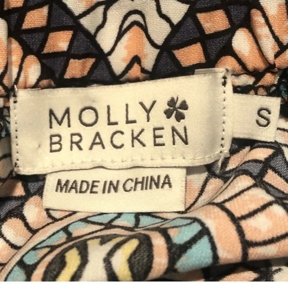 Molly Bracken abstract Print spaghetti strap elastic waist jumpsuit size small - Picture 10 of 10